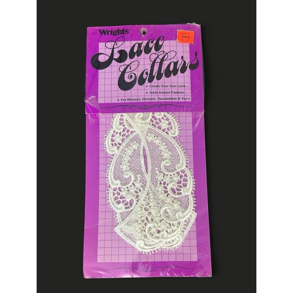 Vintage Wrights Lace Collar NOS Factory Sealed White Sew On Craft Notion